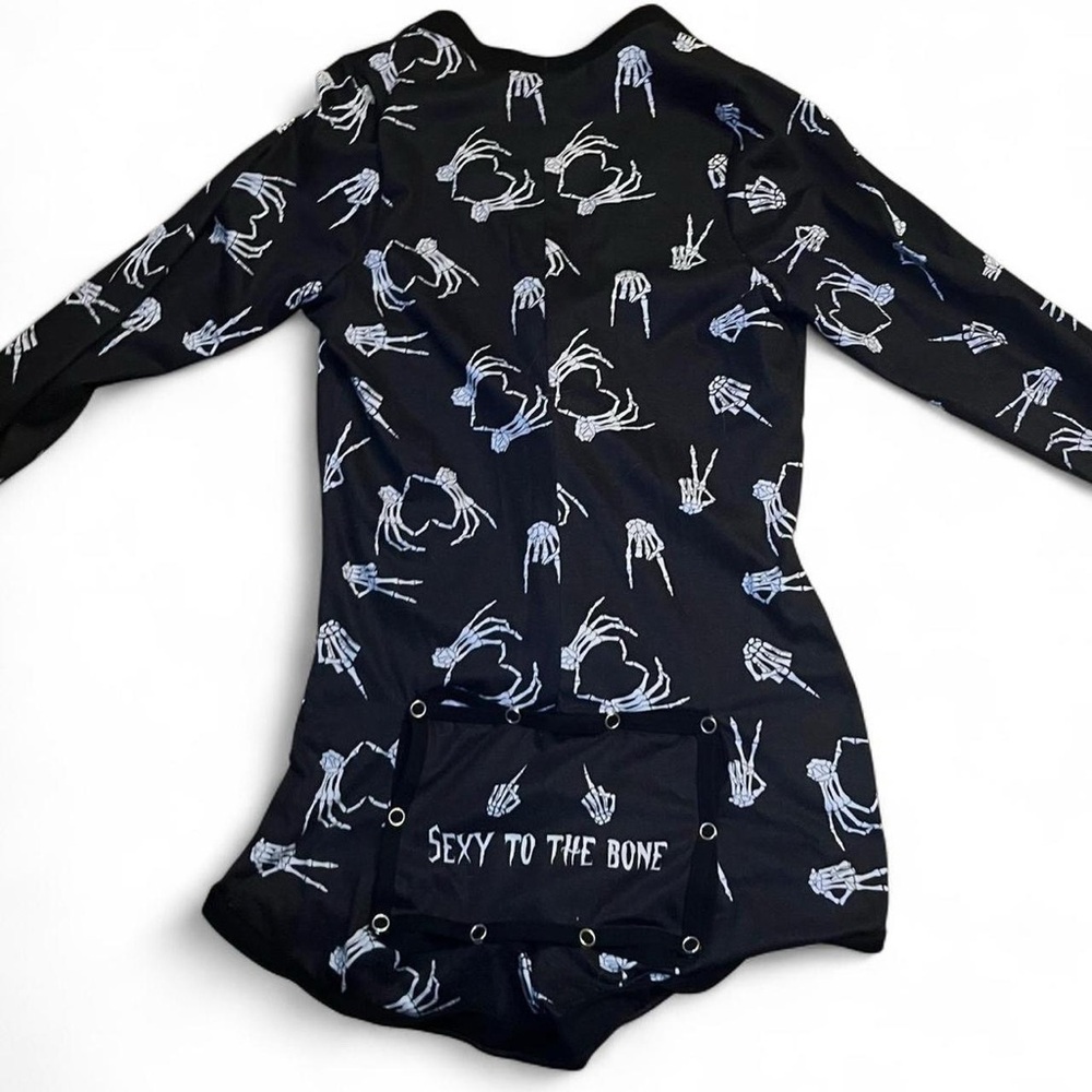 Black Skeleton Button Up Romper - image 5